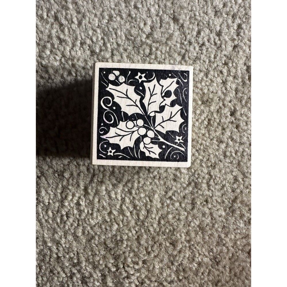 Holly Wood Mounted Rubber Stamp